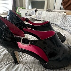 Madden Girl Black Patent Heels with Pink Lining
